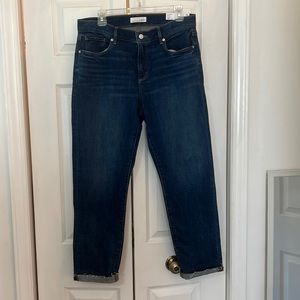 NWT; LOFT The Girlfriend Mid-Rise Rough-Cut Hem Jeans; Size 30/10 Regular